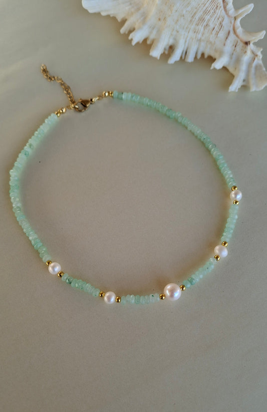 Girocollo giada e perle di fiume