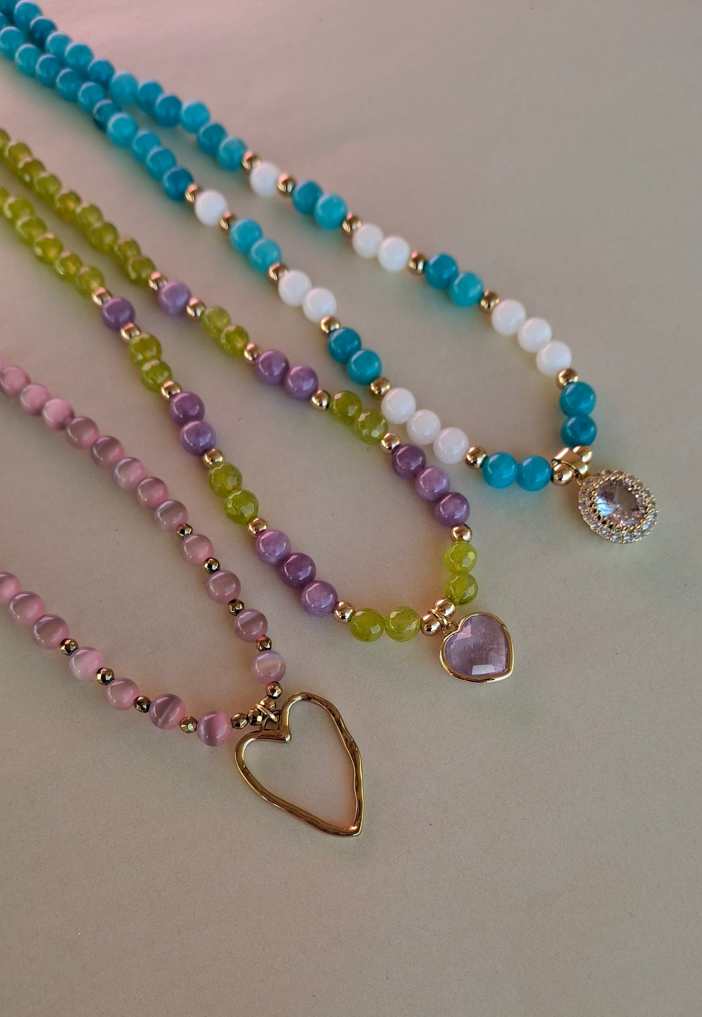 Collana giada e pendente di cristallo