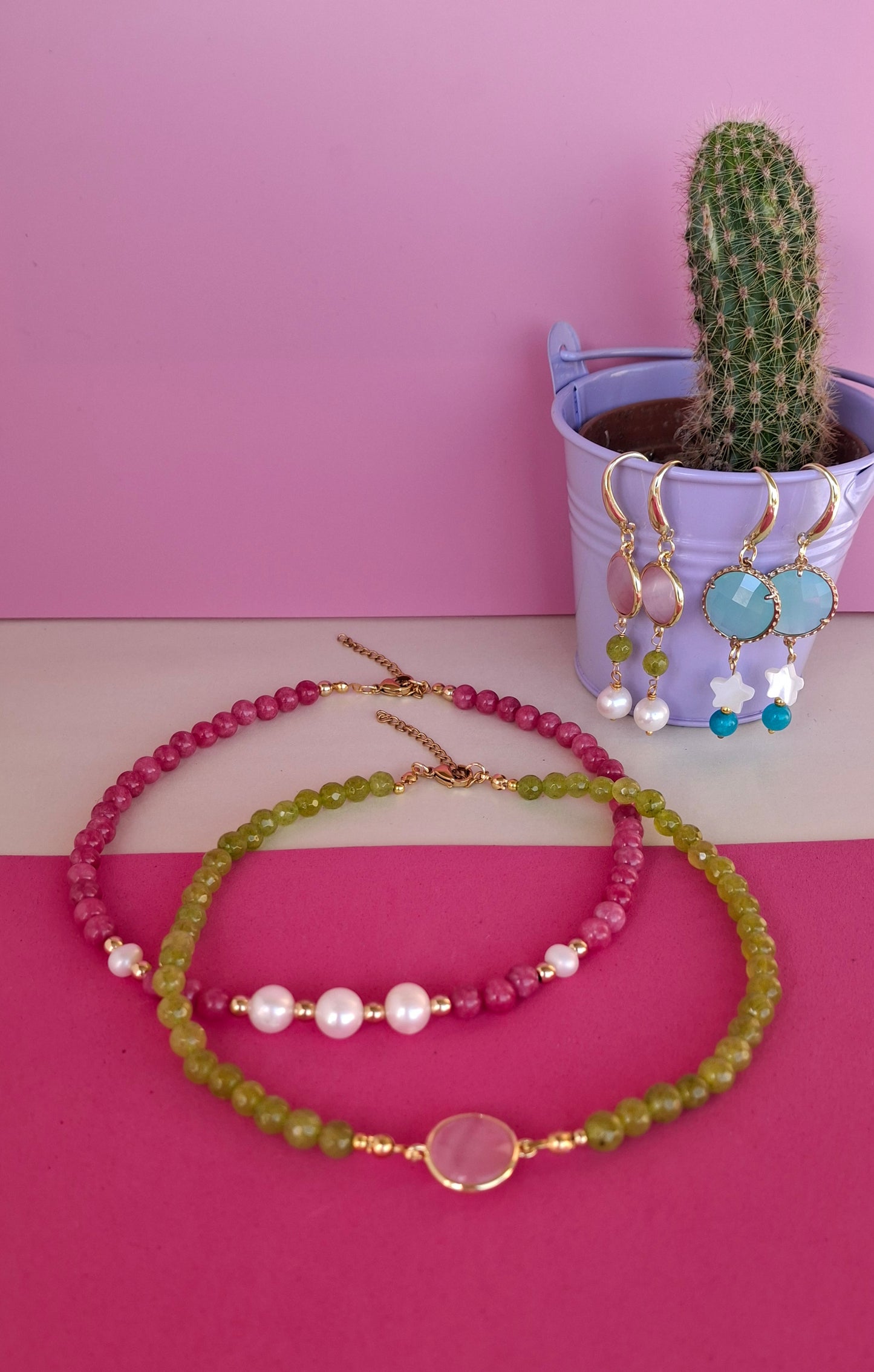 Girocollo giada e perle di fiume