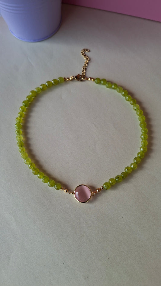 Girocollo giada e pietra occhio di gatto