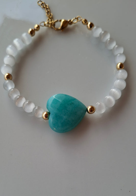 Bracciale pietra occhio di gatto e giada